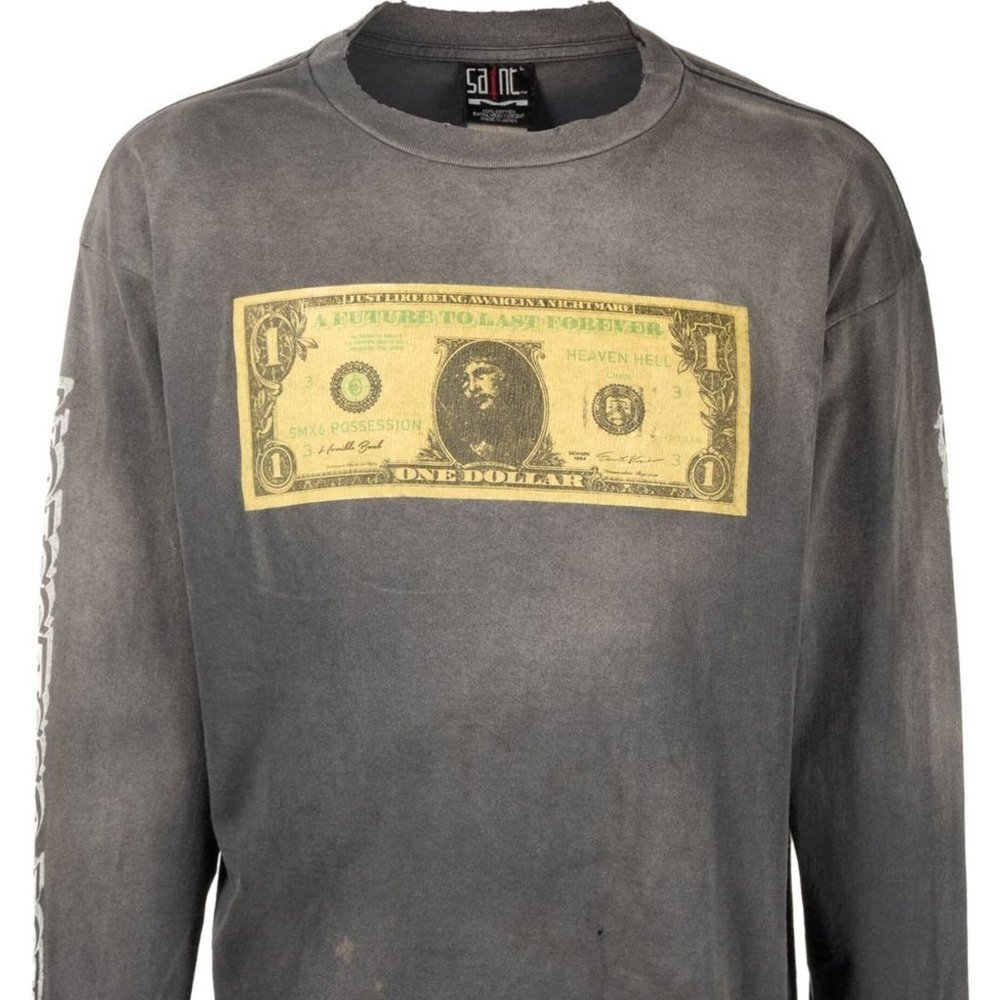 SAINT MXXXXXX money-print long-sleeved T-shirt